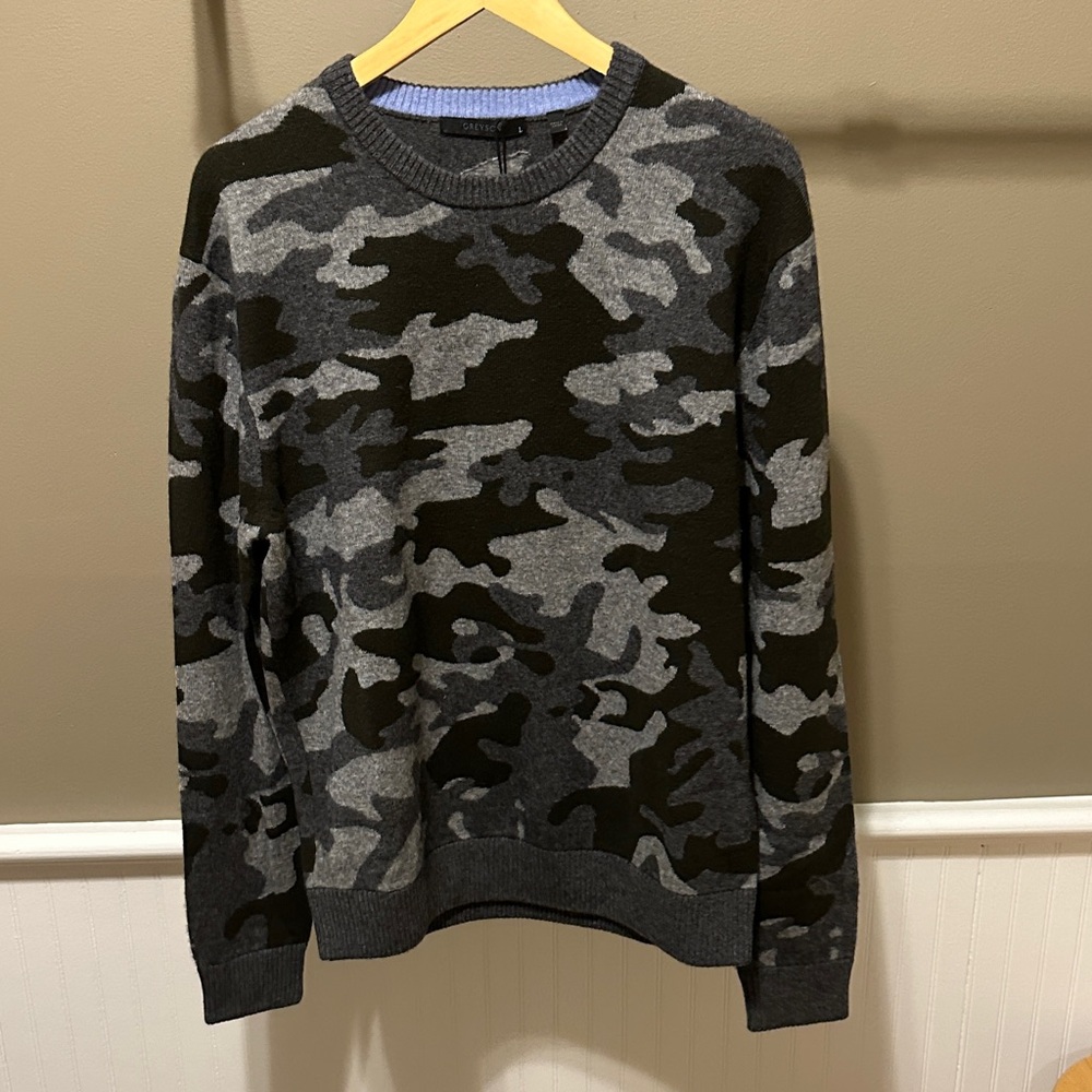 Greyson Men's Camouflage Crewneck Sweater - Gray and Black